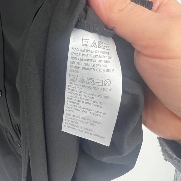 LOGO Stretch Woven Button Front Blouse Sz M - Picture 10 of 11